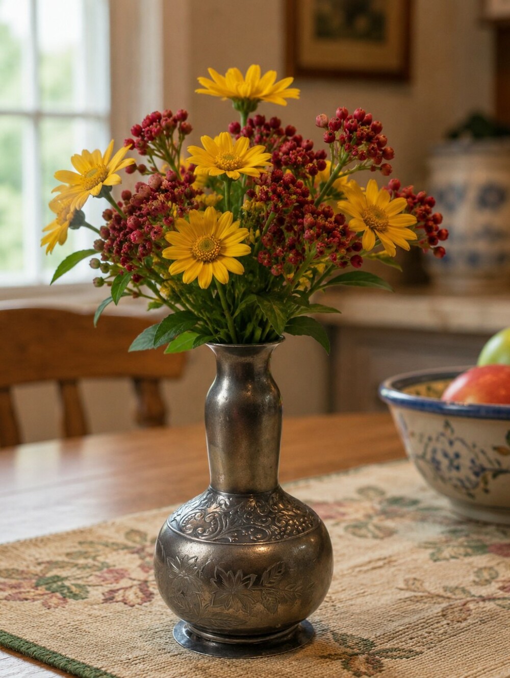 Rockford Silver Plate Co. Quadruple Pewter Vase #1217